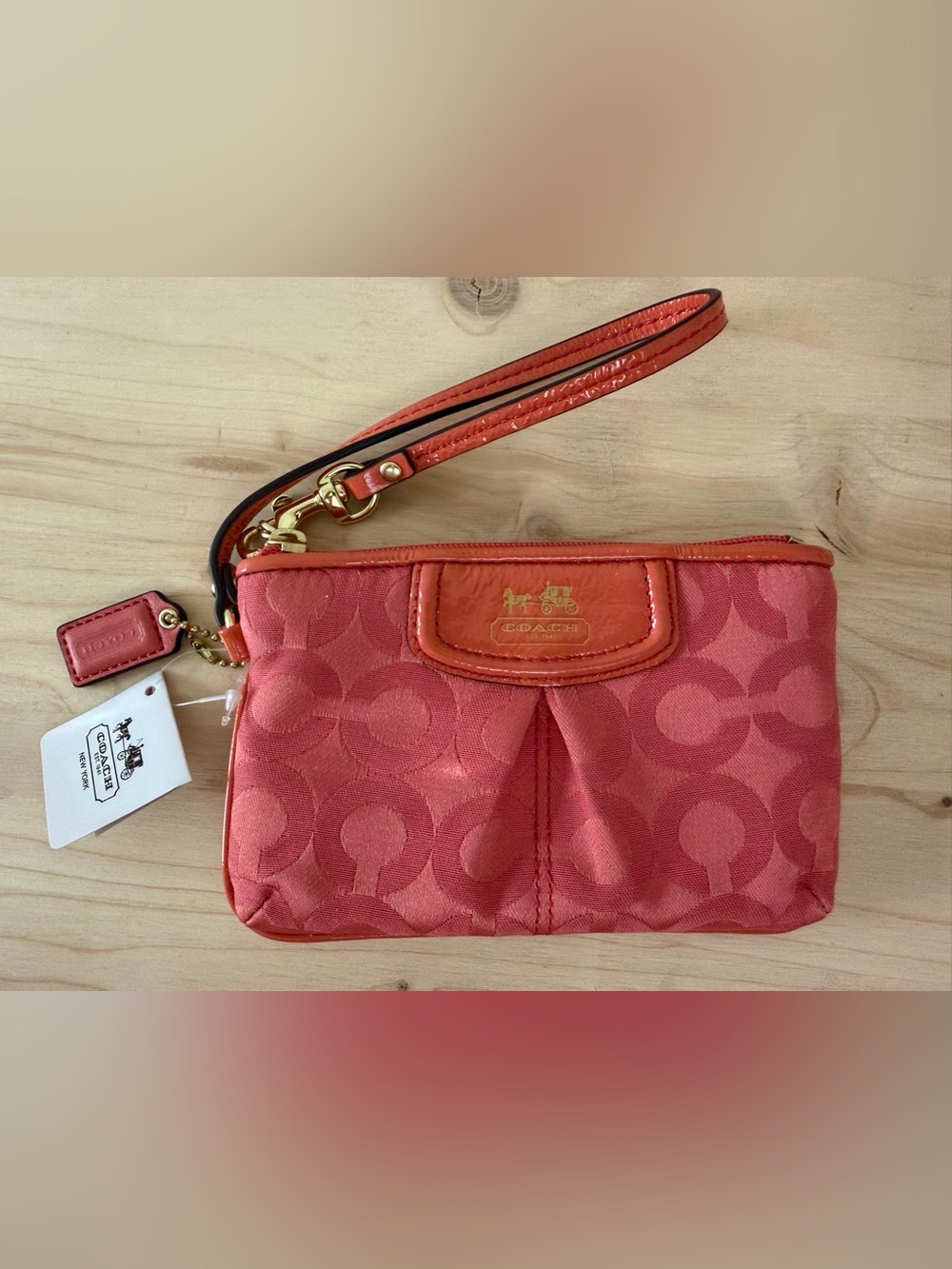 Vintage Y2K-era Coach Madison Op Art Signature Pleated Wristlet